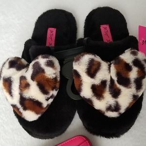 Betsy Johnson Heart Leopard Slippers